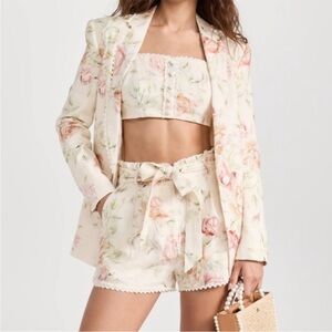 NWT LoveShackFancy Floral Tivey Shorts Burnt Orange Size 4